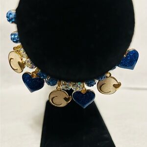 Gold and Blue Statement Bracelet with Modern Design